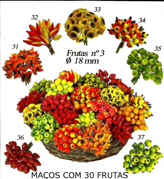 Pacote 10 Mçs-com 30 frutas de 18mm Sortida (Sem a Cesta)