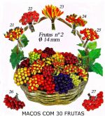 Pacote 10 mçs de 30 frutas Sortidas Sem Cesta -14 mm