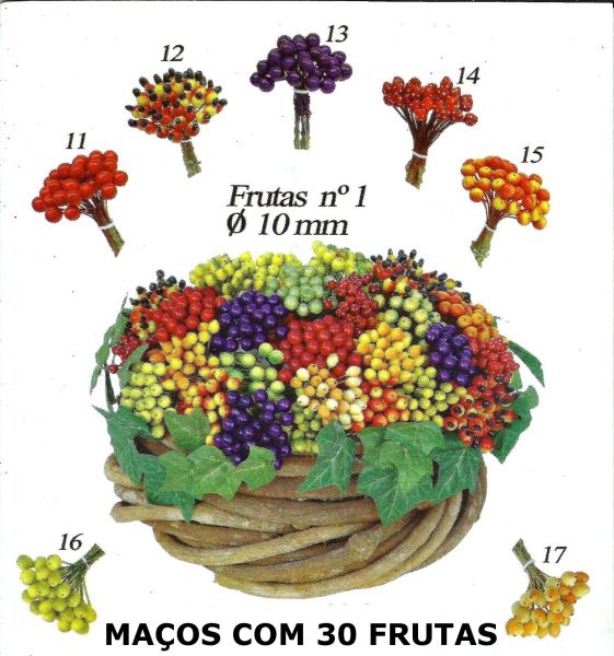 Pacote 10 mçs de 30 frutas - 10mm Sortidas (Sem a Cesta)